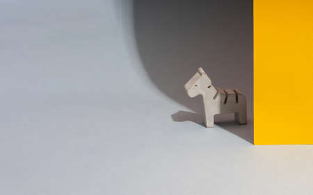 figurine toy animal handmade concrete and plaster zebra for playing with children and minimalistic decor and home decoration. Zoo.の写真素材