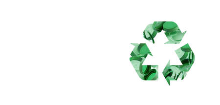 Plastic PET bottles, recycling symbol flying on a blue background. Plastic bottle fly and floating...