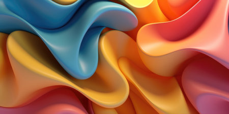Beautiful multicolor, yellow blue pink shiny waves abstract wallpaper design. background. Elegant...