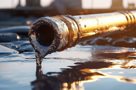 Dumping of toxic chemical wastes of dirty waters. The stream of dirty water highlights the danger of industrial waste. Concept need of Engineering solutions to protect the ecosystem.の素材