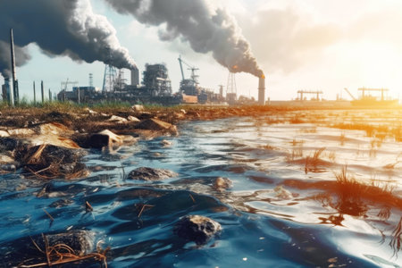factory emissions. environmental problems and climate change. Need to for eco-friendly practices and addressing the non-sustainable environmental impact.の素材