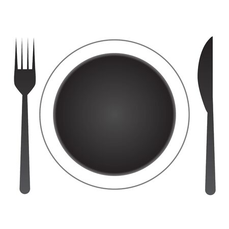 kitchen icon of dish, plate, knife, spoon and forkのイラスト素材