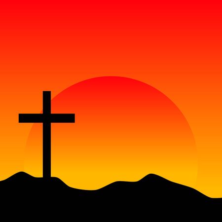 The Cross at sunset background.のイラスト素材