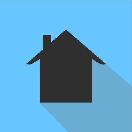 House icon on a blue background. Vector illustration of a flat design with long shadowのイラスト素材