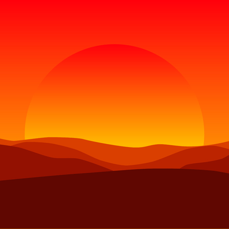 Sunset in the hills. Vector illustration.のイラスト素材