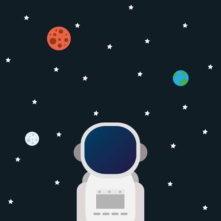 outer space concept vector illustration in flat style.のイラスト素材
