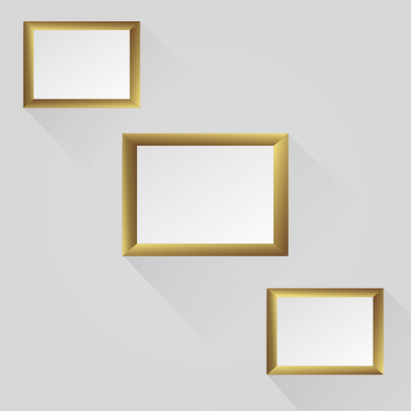 set of golden frames isolated on white backgroundのイラスト素材