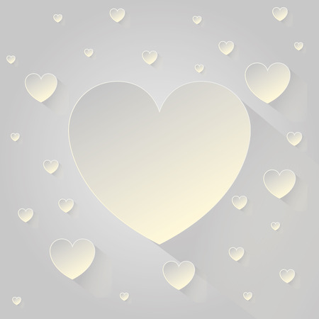 Paper heart banner with drop shadows on white background Vector illustrationのイラスト素材
