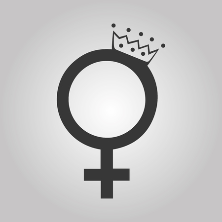 Female monochrome symbol on white background with crownのイラスト素材