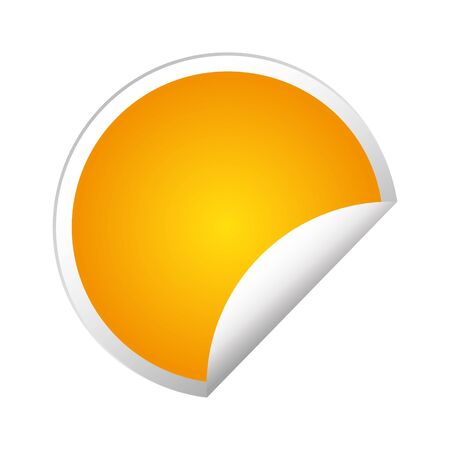 Blank gold round stickers with curled corners, realistic mockupのイラスト素材