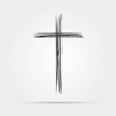 Hand drawn cross. Vector cross. The cross is made with a brush.のイラスト素材