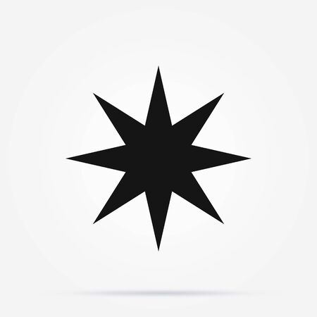 Icon of faceted golden star. Realistic three-dimensional six pointed hexagon isolated on white background. Decorative design element, 3d vector illustrationのイラスト素材