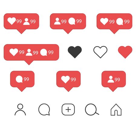 icons set. Like, comment, follower and notification Icons.のイラスト素材