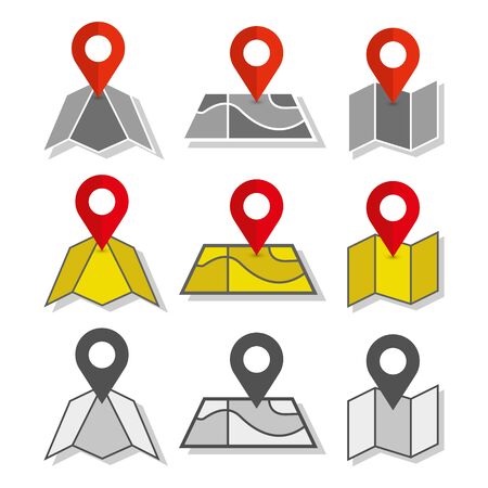 Map pin icons set, vector isolated on white background.のイラスト素材