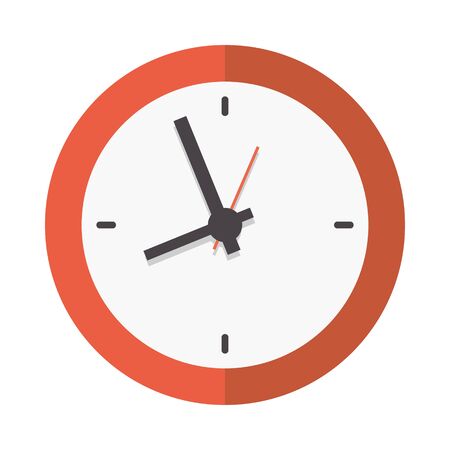 Flat long shadow clock icon isolated on white background.のイラスト素材