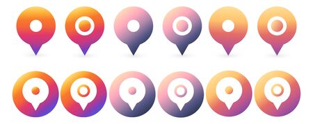 set of various bright map pointers isolated on white backgroundのイラスト素材