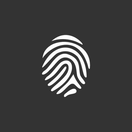 fingerprint symbol. vector icon on black backgroundのイラスト素材