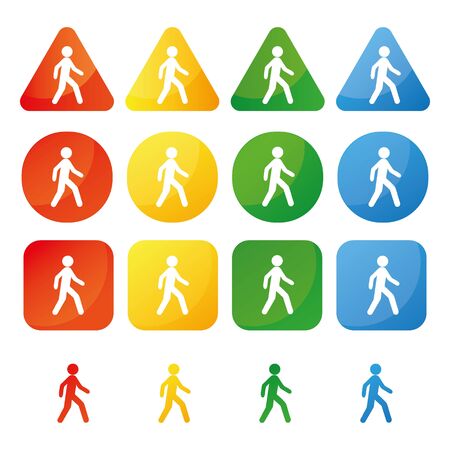 Man walk set color icon on white background . Vector illustration.のイラスト素材
