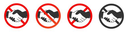 Handshake forbidden vector sign. No collaboration sign on white background. No dealing icon isolatedのイラスト素材