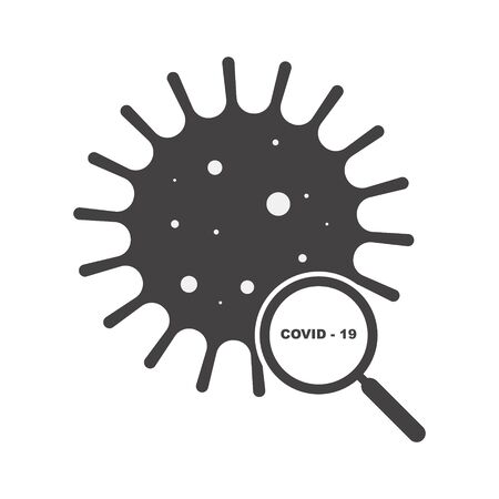 Emblem of the stop coronavirus COVID-19 through a magnifying glass, magnifier.のイラスト素材