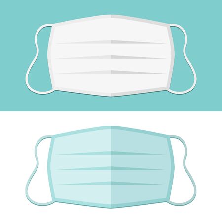 two color medical masks in isolated vector illustrationのイラスト素材