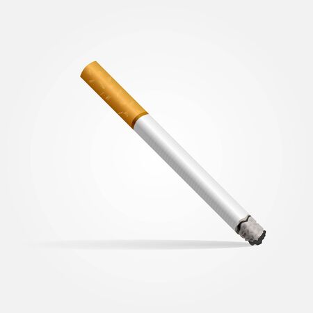 Realistic cigarette on a white background with shadow.のイラスト素材