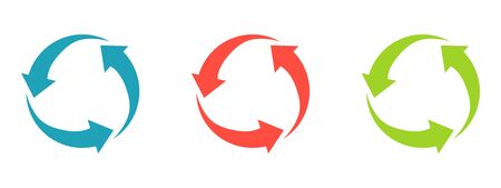 Recycled cycle arrows vector icon set illustration isolated on white background. Recycled eco vector icon.のイラスト素材