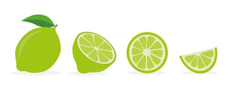 The lime is set. Isolated lime on a white background. Vector illustrationのイラスト素材