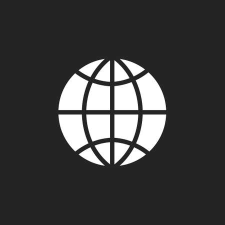 Globe vector icon on black background.のイラスト素材