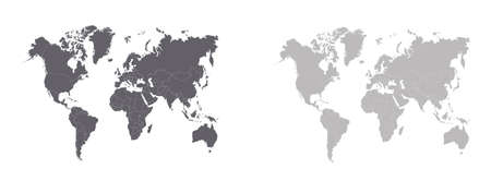 Illustration of a gray political world map on a white background.のイラスト素材
