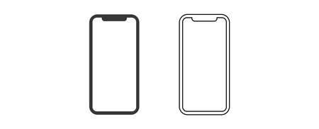 Smartphone blank screen, phone mockup. Black, line. Vector illustration isolated on white backgroundのイラスト素材
