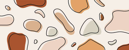 Abstract beige minimalist art. Decorative background, stains, vector illustrationのイラスト素材