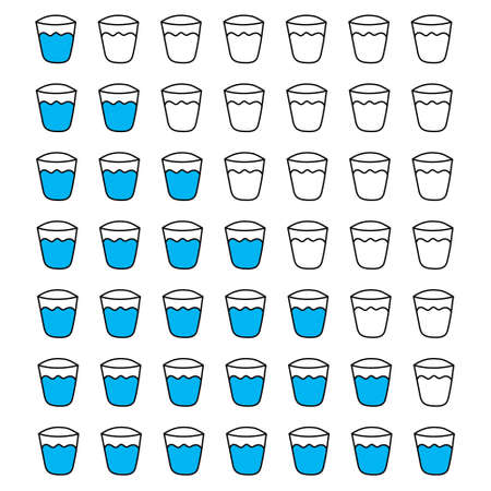 Set of glasses icons, drink glasses in trendy flat style. Vector illustration on a white background. Lineのイラスト素材