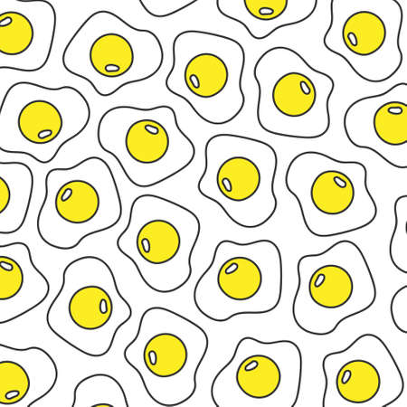 Fried eggs isolated on a white background. Fried eggs flat icon. Vector illustration. Backgroundのイラスト素材