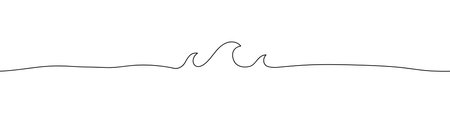 Drawing one line of the sea wave. Abstract wave continuous line. Vector illustration on white background.のイラスト素材