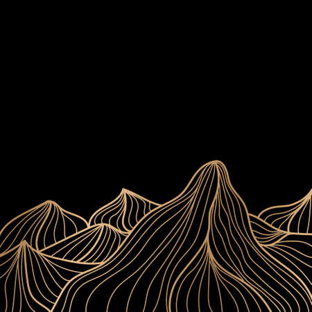 landscape wallpaper design with golden mountain lines. Vector illustrationのイラスト素材