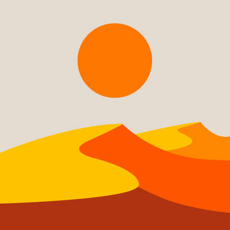 Tropical picture. In the desert, dawnのイラスト素材