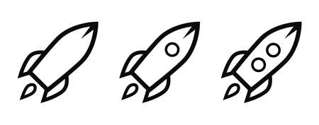 Set rocket line icon, outline vector sign isolated on white background.のイラスト素材