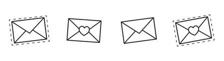 set festive envelope with hearts. Email address. Holiday invitation envelope.のイラスト素材