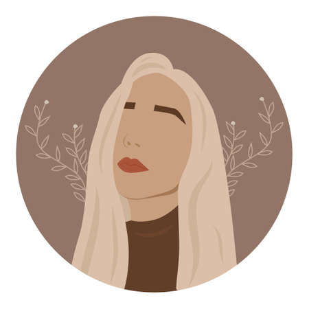 Abstract silhouette of a woman with white hair. Young woman. Vector illustration.のイラスト素材