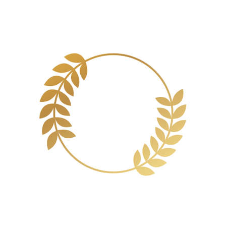 Gold leaves vector wreath. Modern abstract element. Isolated on white background. Vector illustrationのイラスト素材