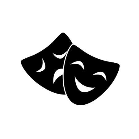 Masquerade icon. Comic and tragic mask icon. Vector illustration isolated on white background. Vector illustration.のイラスト素材