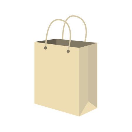 Brown Shopping Bag. Craft package with handle. Vector illustration.のイラスト素材
