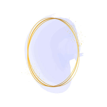 Abstract golden frame. Watercolor blue paint background. vector illustrationのイラスト素材