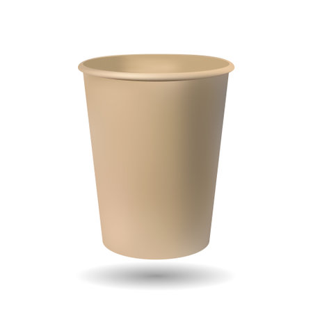 Paper cup of coffee in 3v style. Empty mockup isolated on white background. vector illustrationのイラスト素材