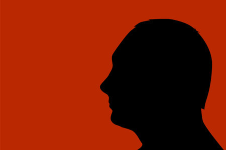 Vinnitsa March 5, 2022 Vladimir Putin. President of Russia. Face contour on red background. vector illustrationのイラスト素材