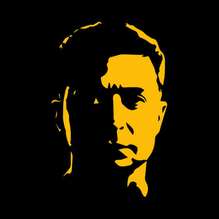 portrait of the President of Ukraine Volodymyr Zelensky on a black background. Art. vector illustrationのイラスト素材