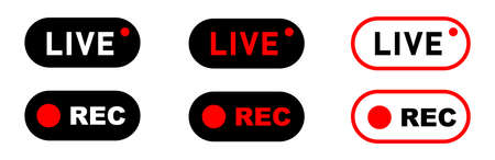 Live broadcast button in flat style isolated on white background