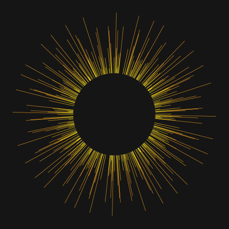 golden rays sun circle lines vintage. vector illustration
