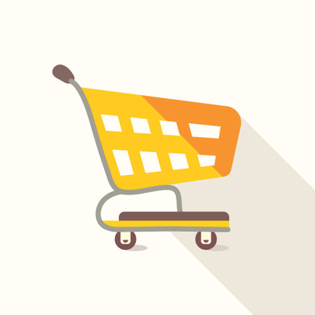 Simple yellow shopping cart icon isolated on white backgroundのイラスト素材